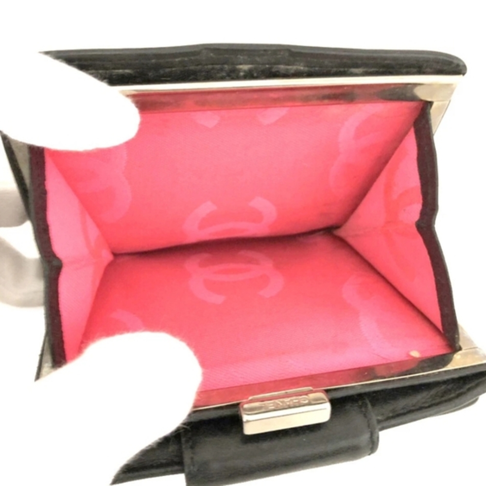 Chanel Black & Hot Pink Combon Lambskin Compact Bifold Wallet (GOOD)COA✨️🖤💕✨️ - Picture 5 of 9